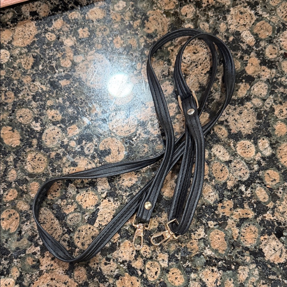 Source Unknown Black Crossbody Bag Strap with Gold Hardware